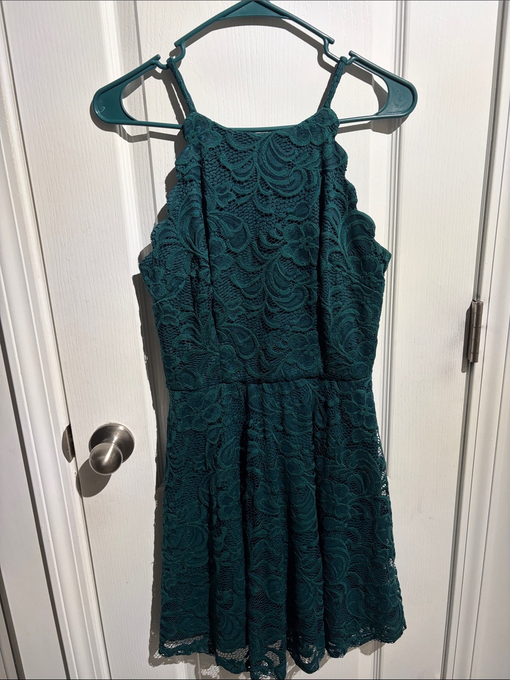 NWOT Fortune and Ivy Sleeveless Lace Fit & Flare Dress in Teal Green